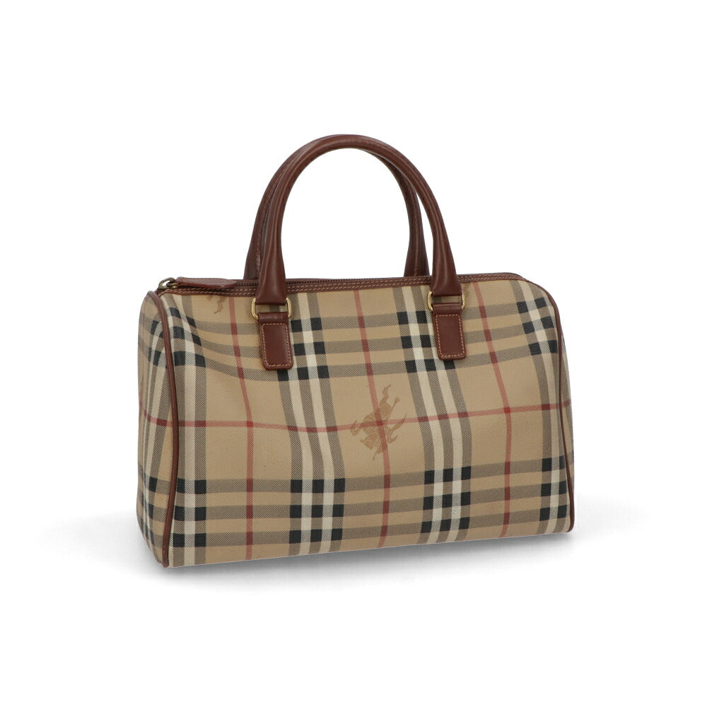 【中古/Aランク】 BURBERRY バーバリー レディース バッグ ハンドバッグ ブラウン系 レザー PVC ノバチェック シャドーホース ボストンバッグ