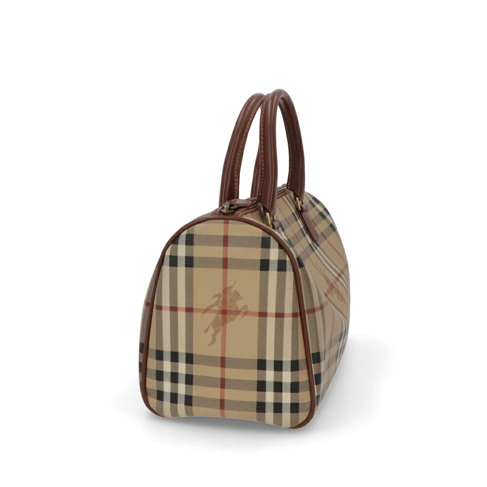 【中古/Aランク】 BURBERRY バーバリー レディース バッグ ハンドバッグ ブラウン系 レザー PVC ノバチェック シャドーホース ボストンバッグ