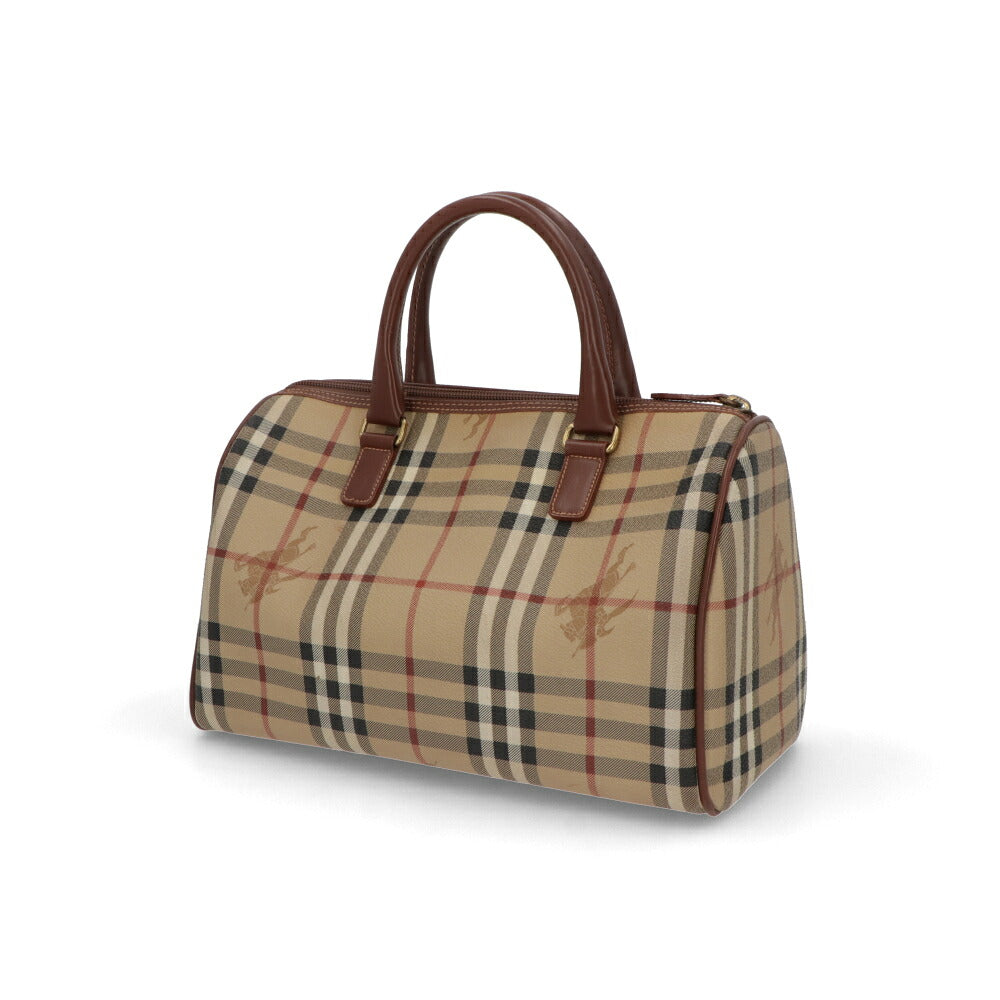 【中古/Aランク】 BURBERRY バーバリー レディース バッグ ハンドバッグ ブラウン系 レザー PVC ノバチェック シャドーホース ボストンバッグ