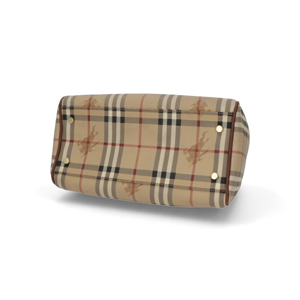 【中古/Aランク】 BURBERRY バーバリー レディース バッグ ハンドバッグ ブラウン系 レザー PVC ノバチェック シャドーホース ボストンバッグ