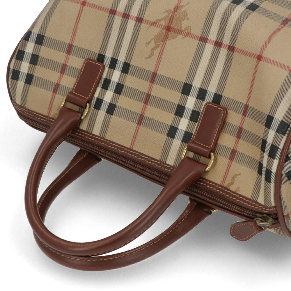 【中古/Aランク】 BURBERRY バーバリー レディース バッグ ハンドバッグ ブラウン系 レザー PVC ノバチェック シャドーホース ボストンバッグ