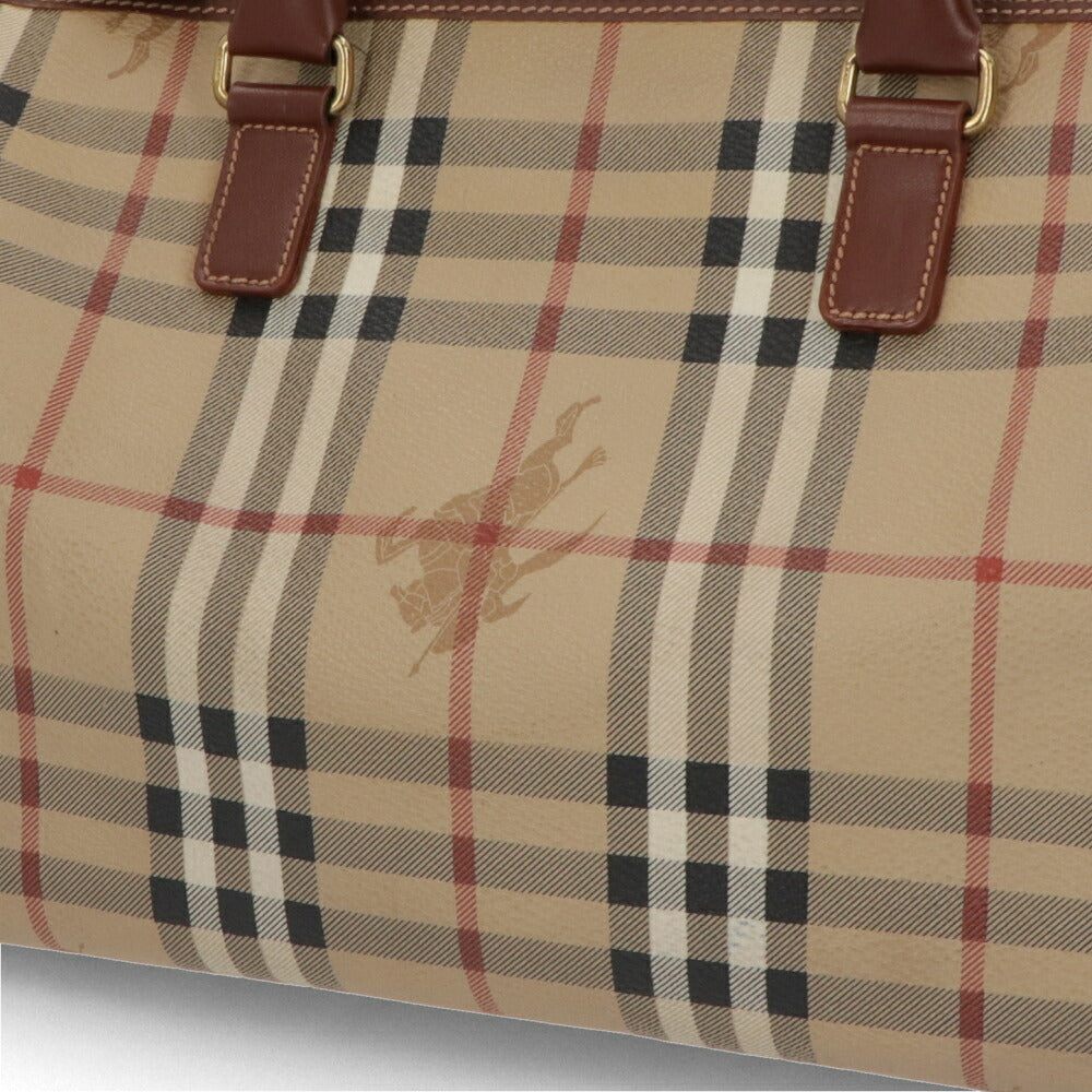 【中古/Aランク】 BURBERRY バーバリー レディース バッグ ハンドバッグ ブラウン系 レザー PVC ノバチェック シャドーホース ボストンバッグ