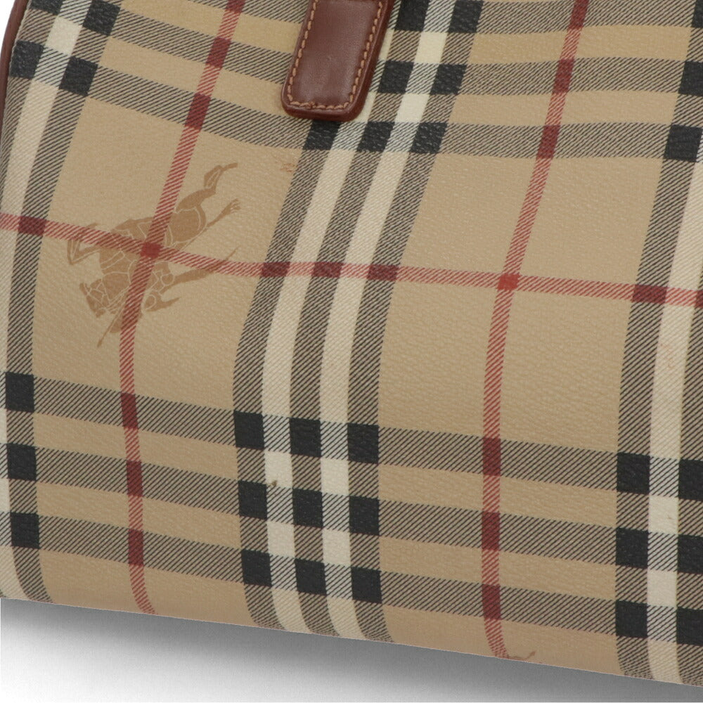 【中古/Aランク】 BURBERRY バーバリー レディース バッグ ハンドバッグ ブラウン系 レザー PVC ノバチェック シャドーホース ボストンバッグ