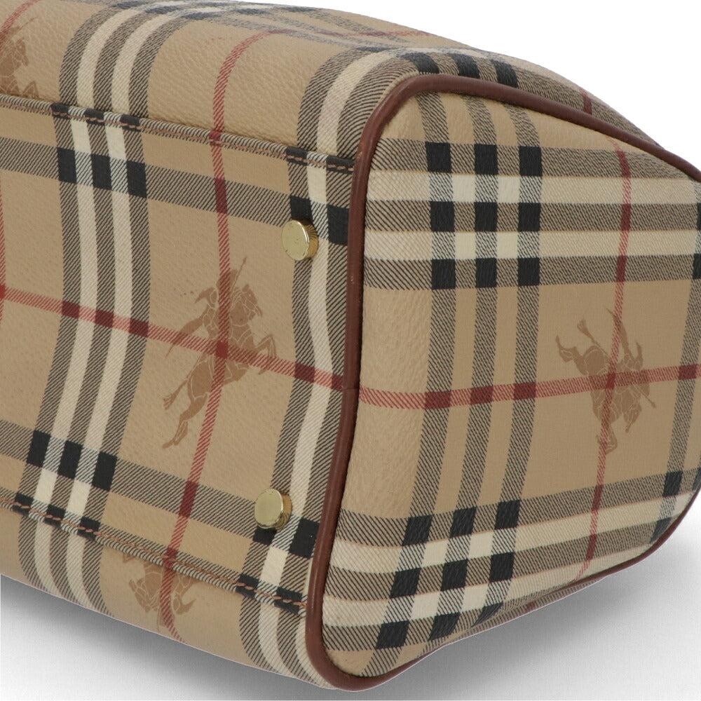 【中古/Aランク】 BURBERRY バーバリー レディース バッグ ハンドバッグ ブラウン系 レザー PVC ノバチェック シャドーホース ボストンバッグ