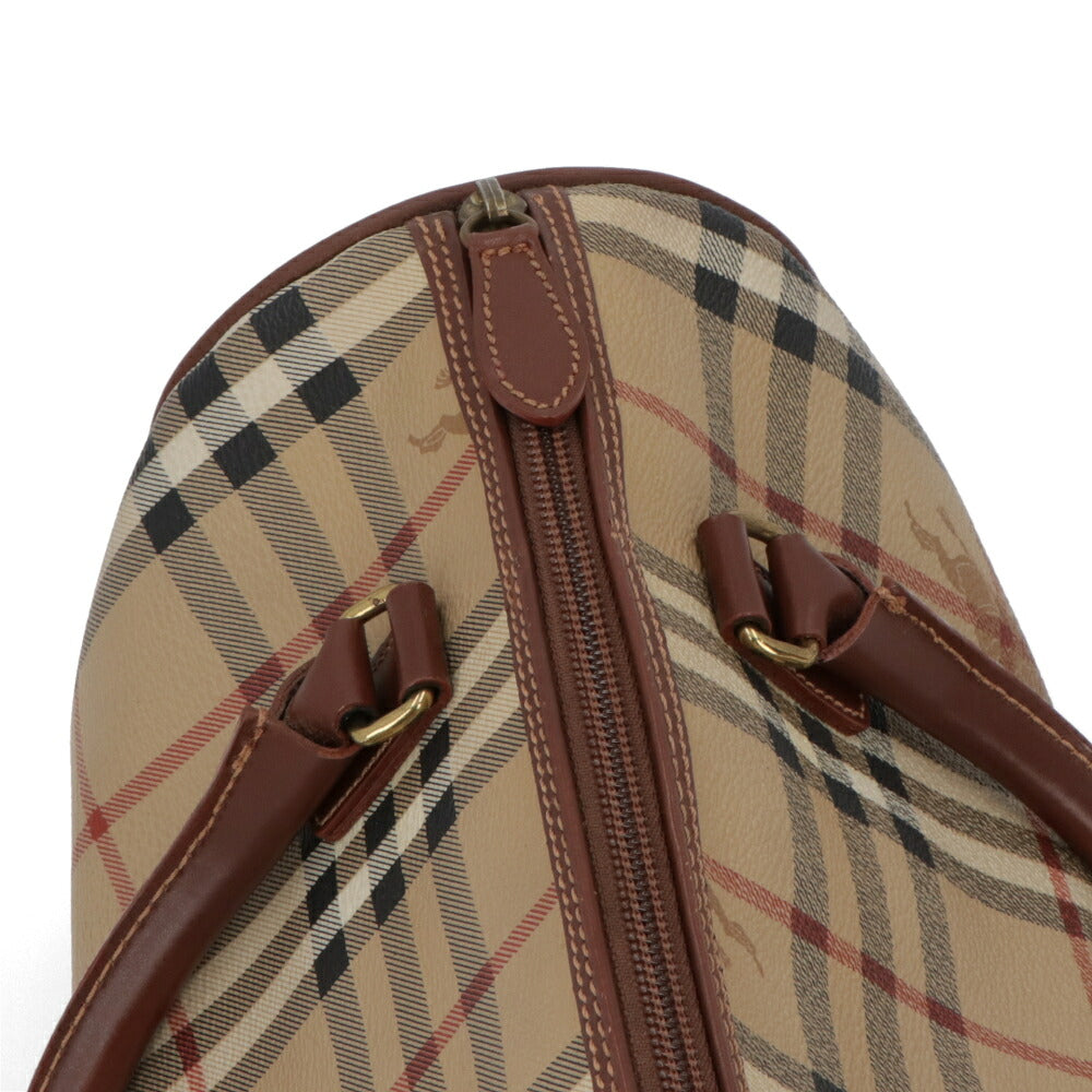 【中古/Aランク】 BURBERRY バーバリー レディース バッグ ハンドバッグ ブラウン系 レザー PVC ノバチェック シャドーホース ボストンバッグ