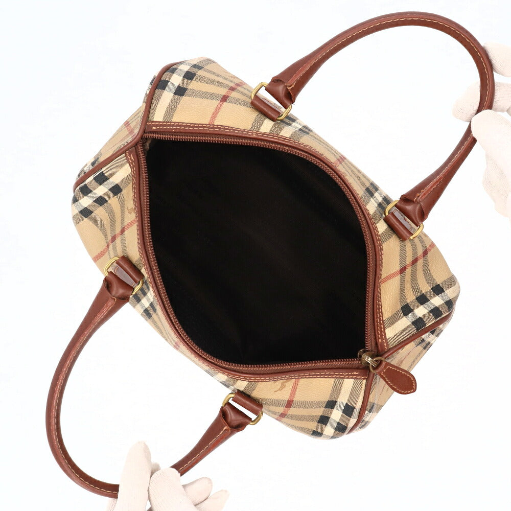 【中古/Aランク】 BURBERRY バーバリー レディース バッグ ハンドバッグ ブラウン系 レザー PVC ノバチェック シャドーホース ボストンバッグ