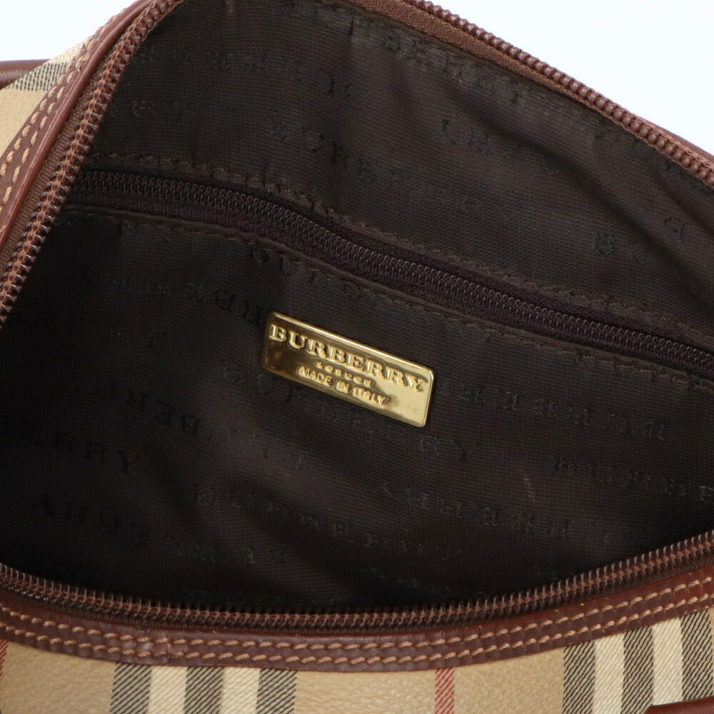 【中古/Aランク】 BURBERRY バーバリー レディース バッグ ハンドバッグ ブラウン系 レザー PVC ノバチェック シャドーホース ボストンバッグ