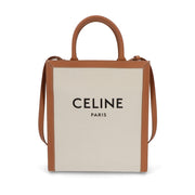 【中古/ABランク】 CELINE セリーヌ レディース バッグ ハンドバッグ スモールバーティカルカバ ベージュ×ブラウン コットン カーフレザー トートバッグ 192082