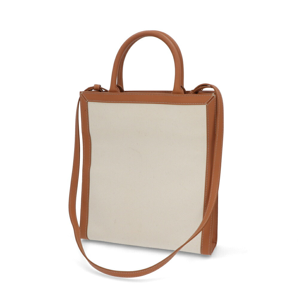 【中古/ABランク】 CELINE セリーヌ レディース バッグ ハンドバッグ スモールバーティカルカバ ベージュ×ブラウン コットン カーフレザー トートバッグ 192082