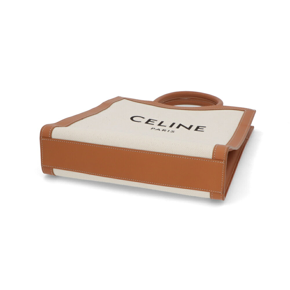 【中古/ABランク】 CELINE セリーヌ レディース バッグ ハンドバッグ スモールバーティカルカバ ベージュ×ブラウン コットン カーフレザー トートバッグ 192082