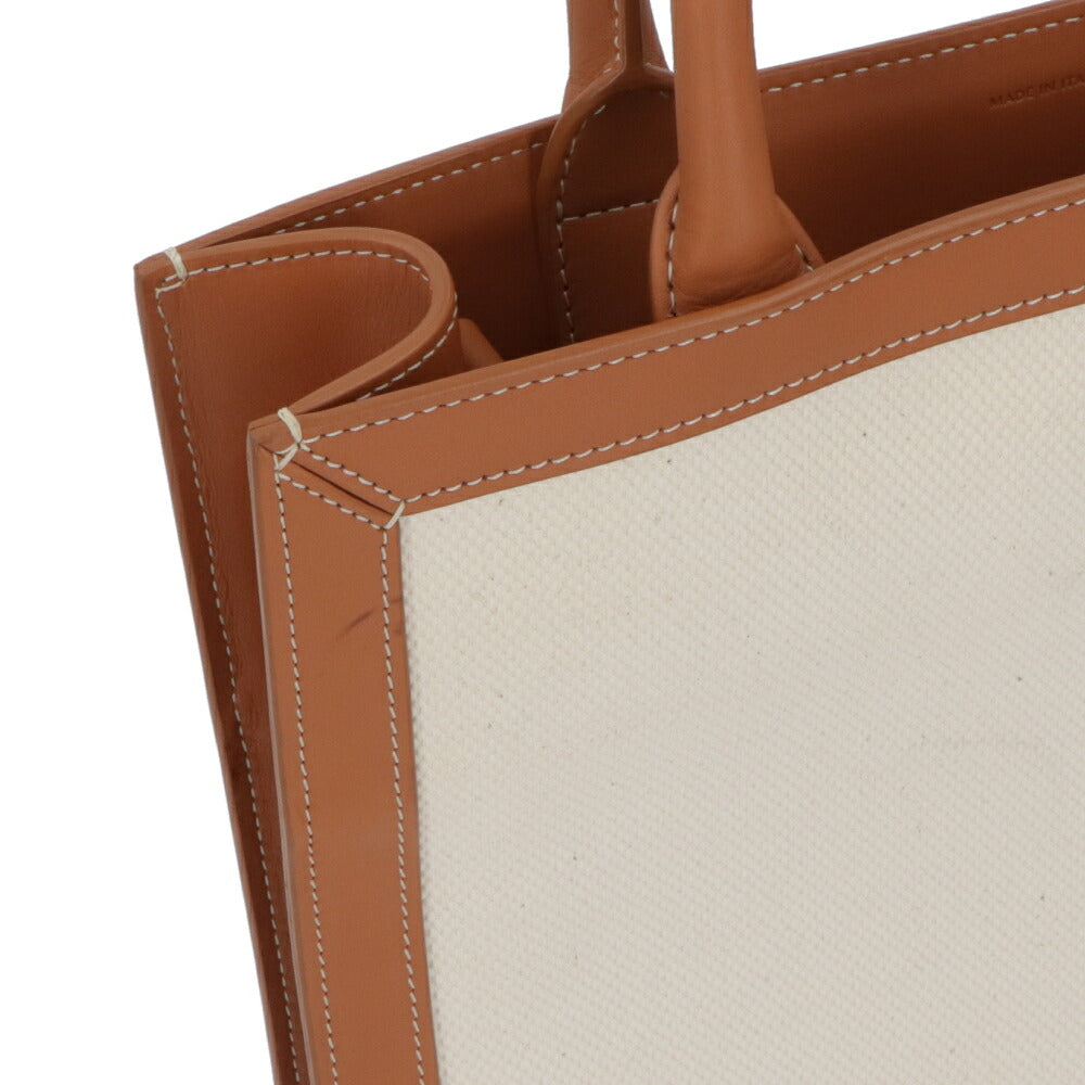 【中古/ABランク】 CELINE セリーヌ レディース バッグ ハンドバッグ スモールバーティカルカバ ベージュ×ブラウン コットン カーフレザー トートバッグ 192082