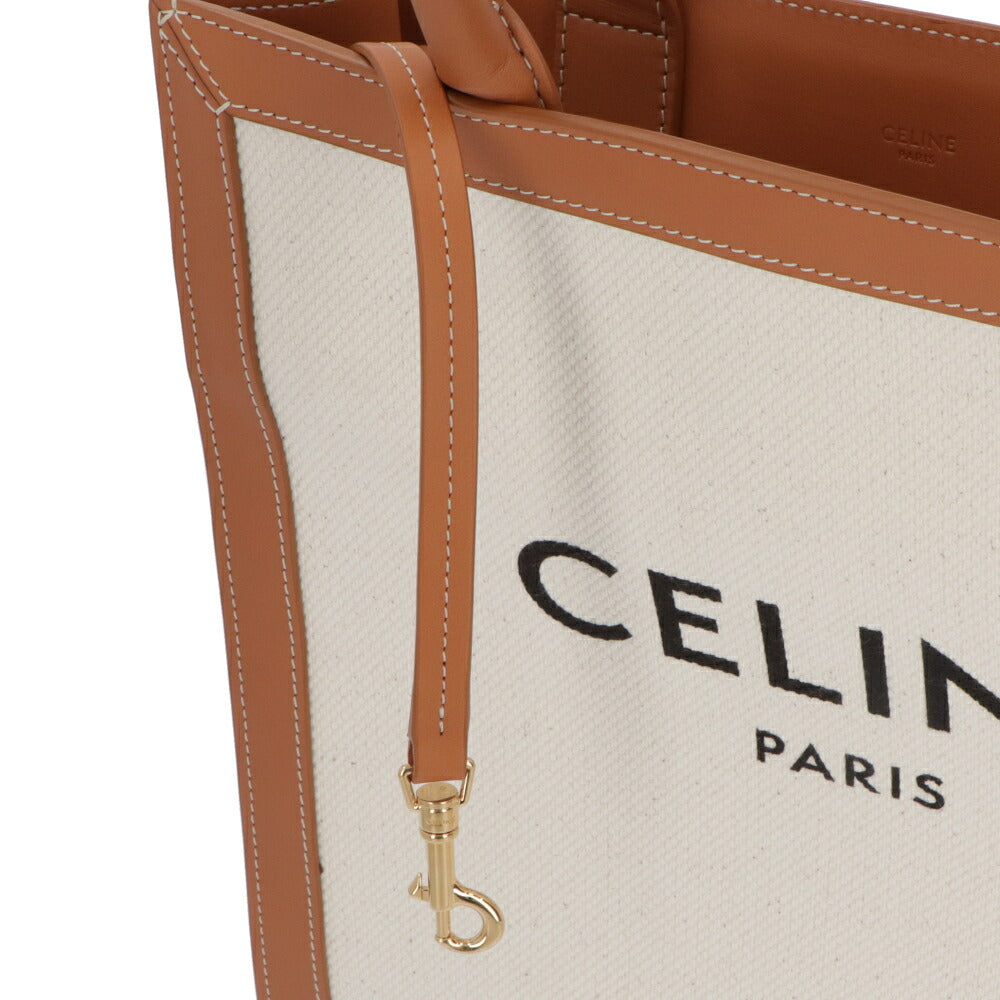 【中古/ABランク】 CELINE セリーヌ レディース バッグ ハンドバッグ スモールバーティカルカバ ベージュ×ブラウン コットン カーフレザー トートバッグ 192082