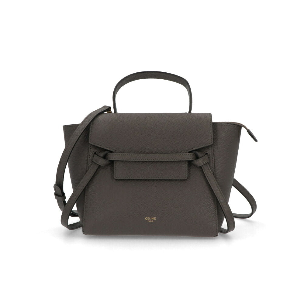 【中古/Aランク】 CELINE セリーヌ レディース バッグ ハンドバッグ ベルトバッグ ナノ グレー系 カーフ ショルダーバッグ