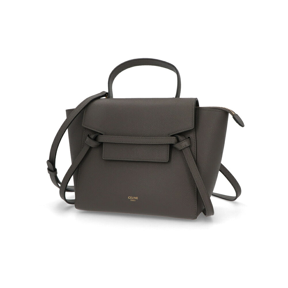 【中古/Aランク】 CELINE セリーヌ レディース バッグ ハンドバッグ ベルトバッグ ナノ グレー系 カーフ ショルダーバッグ
