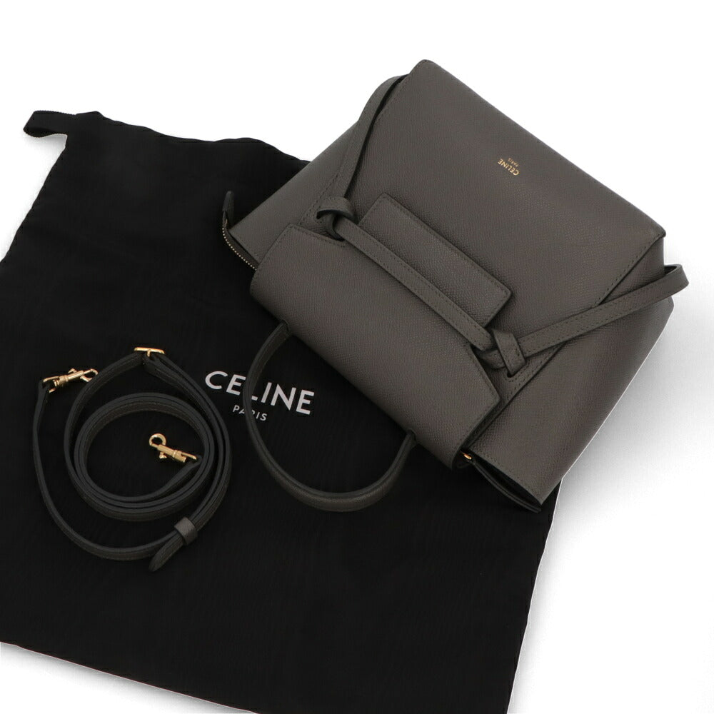 【中古/Aランク】 CELINE セリーヌ レディース バッグ ハンドバッグ ベルトバッグ ナノ グレー系 カーフ ショルダーバッグ