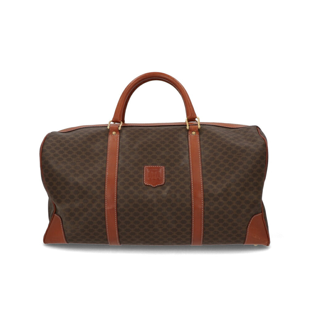 【中古/Bランク】 CELINE セリーヌ ユニセックス バッグ ボストンバッグ マカダム ブラウン系 PVC×レザー シリアルあり ヴィンテージ 大容量