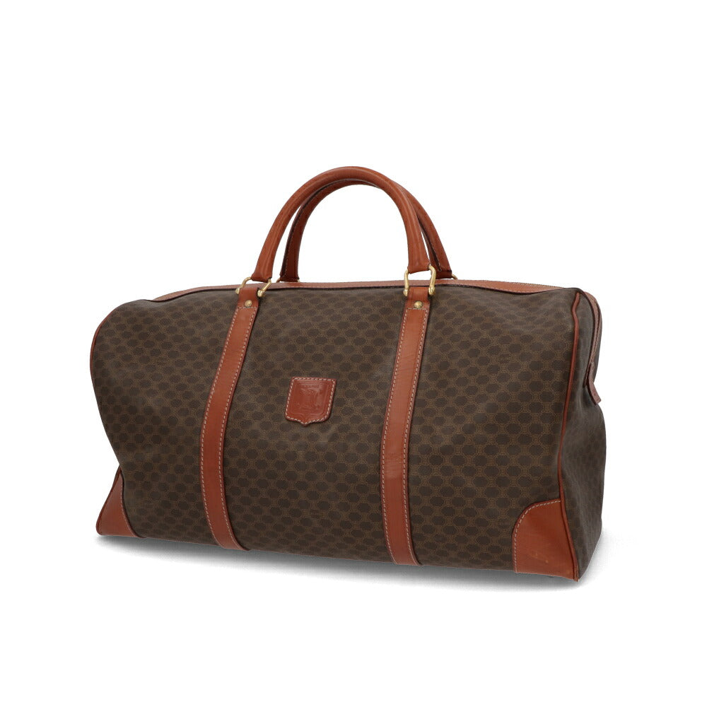 【中古/Bランク】 CELINE セリーヌ ユニセックス バッグ ボストンバッグ マカダム ブラウン系 PVC×レザー シリアルあり ヴィンテージ 大容量