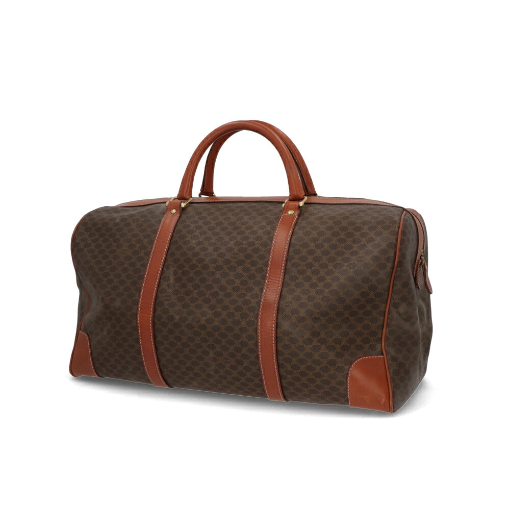 【中古/Bランク】 CELINE セリーヌ ユニセックス バッグ ボストンバッグ マカダム ブラウン系 PVC×レザー シリアルあり ヴィンテージ 大容量