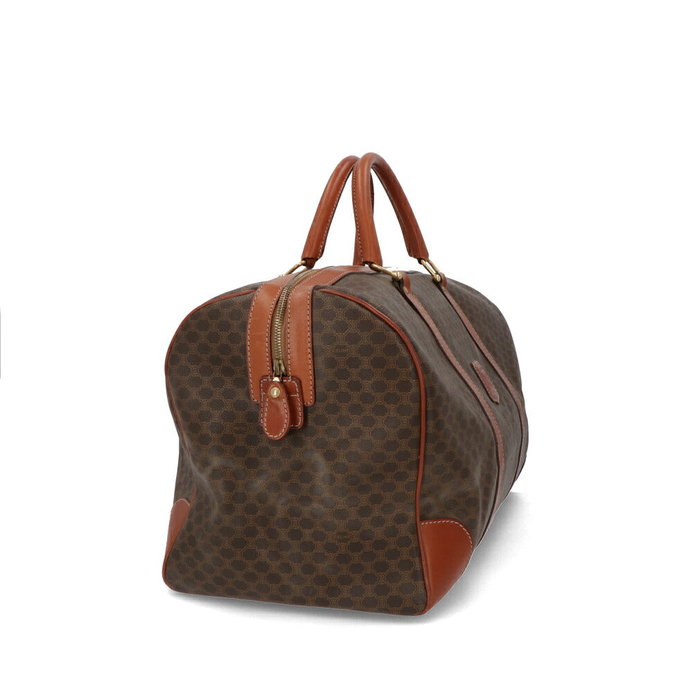 【中古/Bランク】 CELINE セリーヌ ユニセックス バッグ ボストンバッグ マカダム ブラウン系 PVC×レザー シリアルあり ヴィンテージ 大容量
