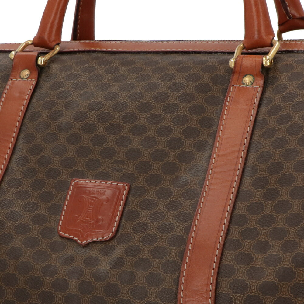 【中古/Bランク】 CELINE セリーヌ ユニセックス バッグ ボストンバッグ マカダム ブラウン系 PVC×レザー シリアルあり ヴィンテージ 大容量