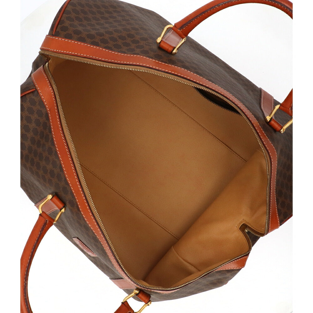 【中古/Bランク】 CELINE セリーヌ ユニセックス バッグ ボストンバッグ マカダム ブラウン系 PVC×レザー シリアルあり ヴィンテージ 大容量
