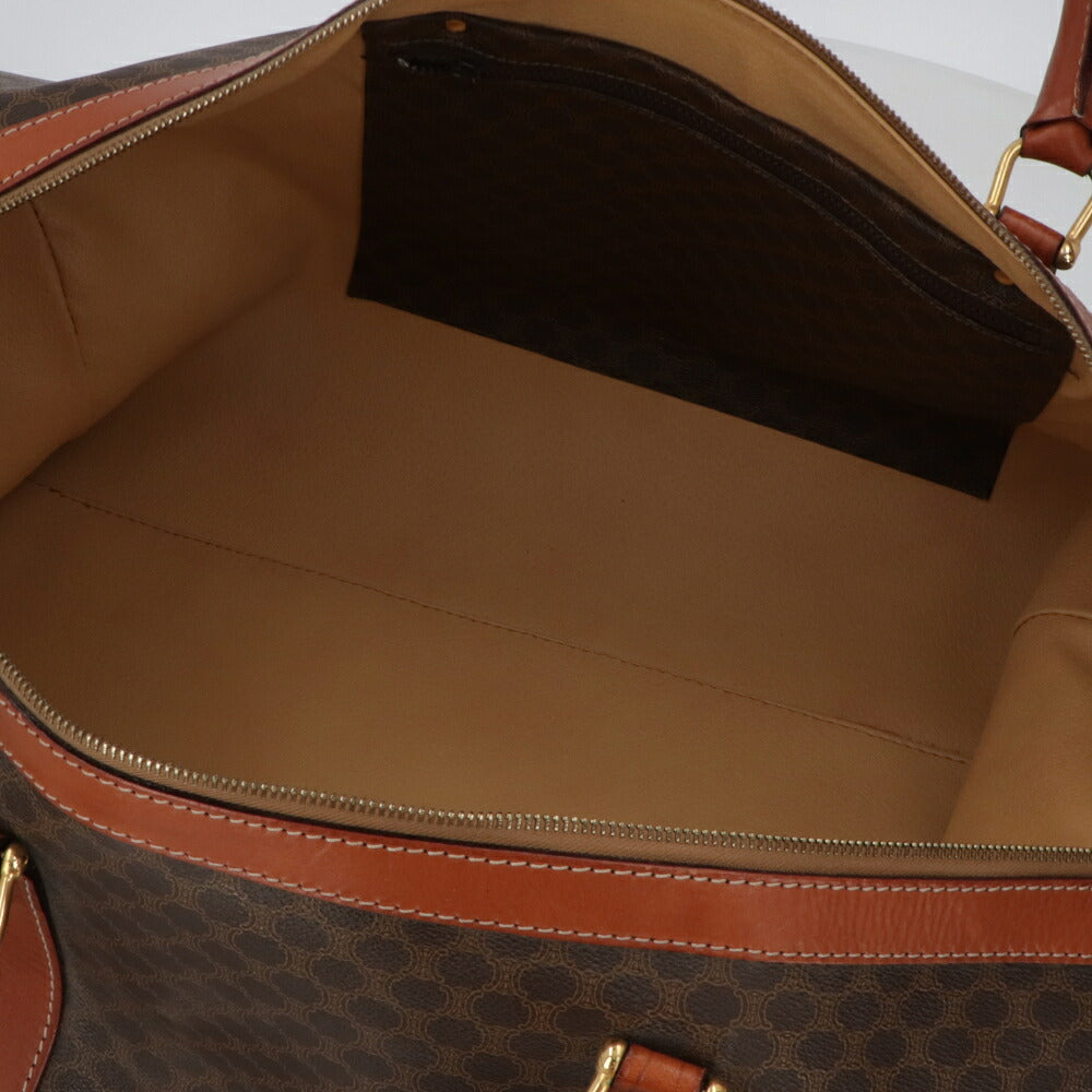 【中古/Bランク】 CELINE セリーヌ ユニセックス バッグ ボストンバッグ マカダム ブラウン系 PVC×レザー シリアルあり ヴィンテージ 大容量