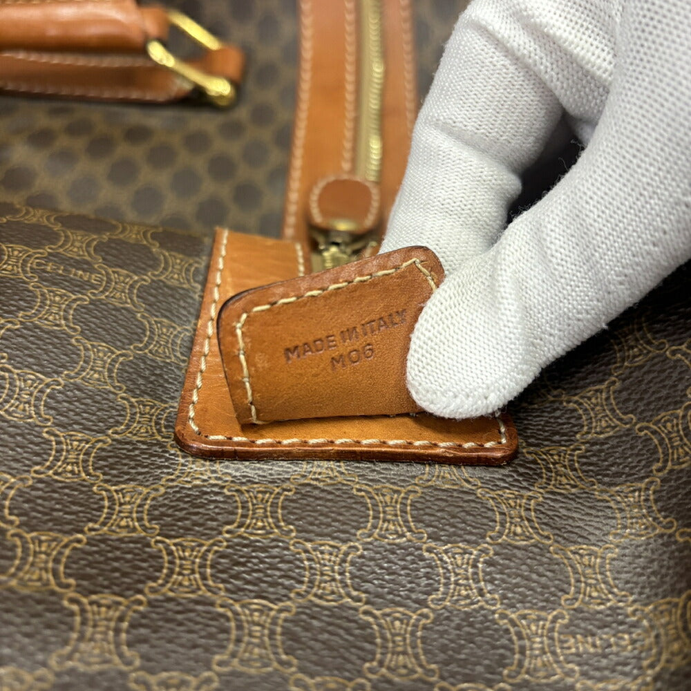 【中古/Bランク】 CELINE セリーヌ ユニセックス バッグ ボストンバッグ マカダム ブラウン系 PVC×レザー シリアルあり ヴィンテージ 大容量