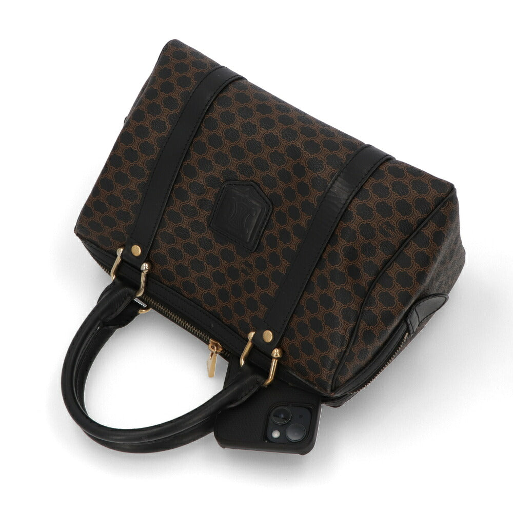 【中古/Bランク】 CELINE セリーヌ レディース バッグ ハンドバッグ マカダム ブラウン×ブラック系 レザー シリアルあり モノグラム トリオンフ