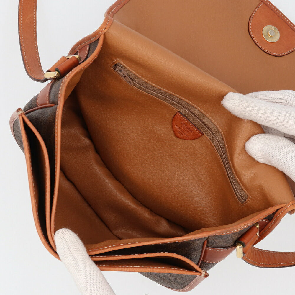 【中古/Bランク】 CELINE セリーヌ レディース バッグ ショルダーバッグ マカダム ブラウン系 レザー シリアルあり モノグラム