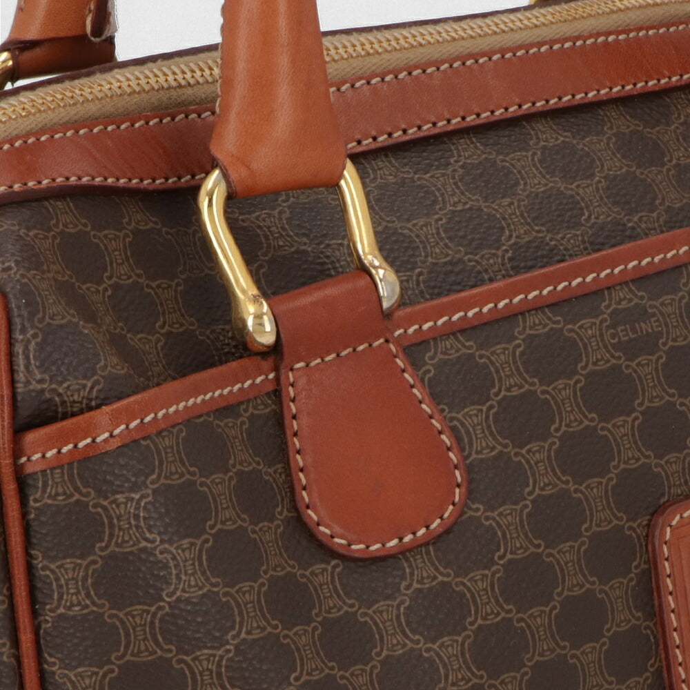 【中古/Bランク】 CELINE セリーヌ レディース バッグ ハンドバッグ マカダム ブラウン系 レザー シリアルあり マカダム ボストンバッグ