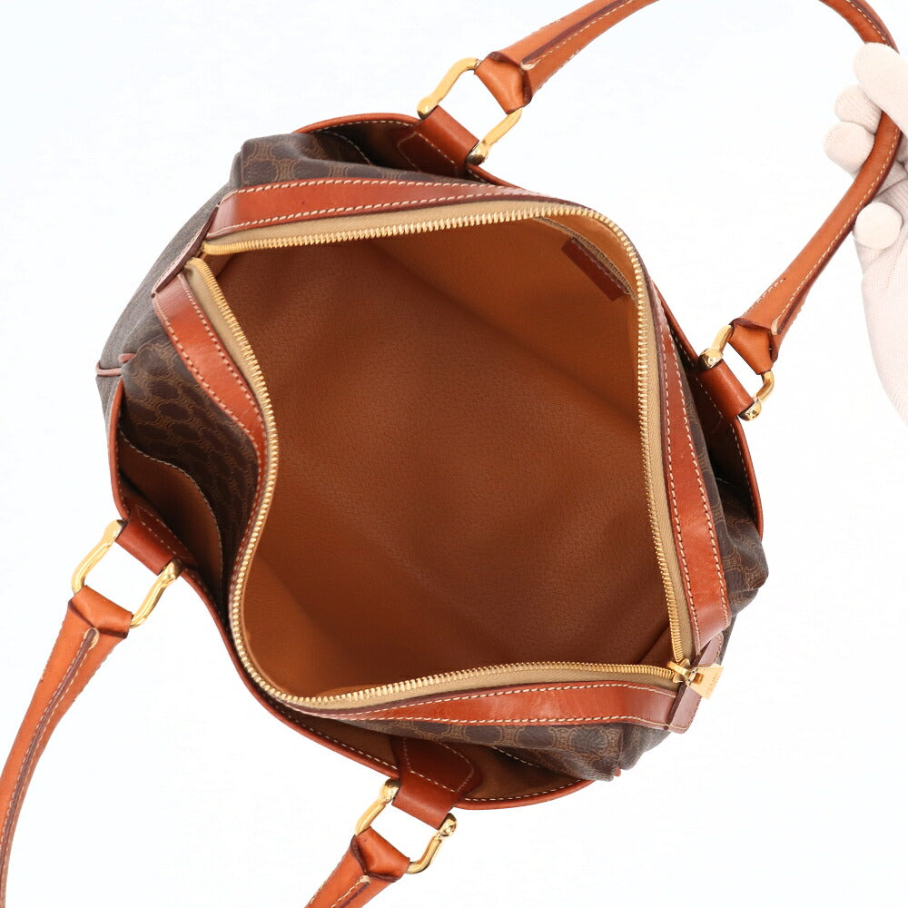 【中古/Bランク】 CELINE セリーヌ レディース バッグ ハンドバッグ マカダム ブラウン系 レザー シリアルあり マカダム ボストンバッグ