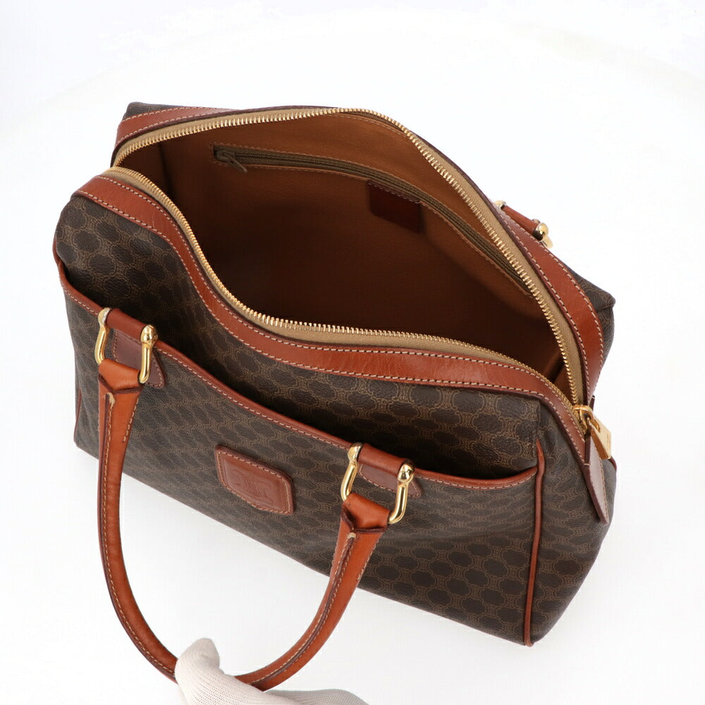 【中古/Bランク】 CELINE セリーヌ レディース バッグ ハンドバッグ マカダム ブラウン系 レザー シリアルあり マカダム ボストンバッグ