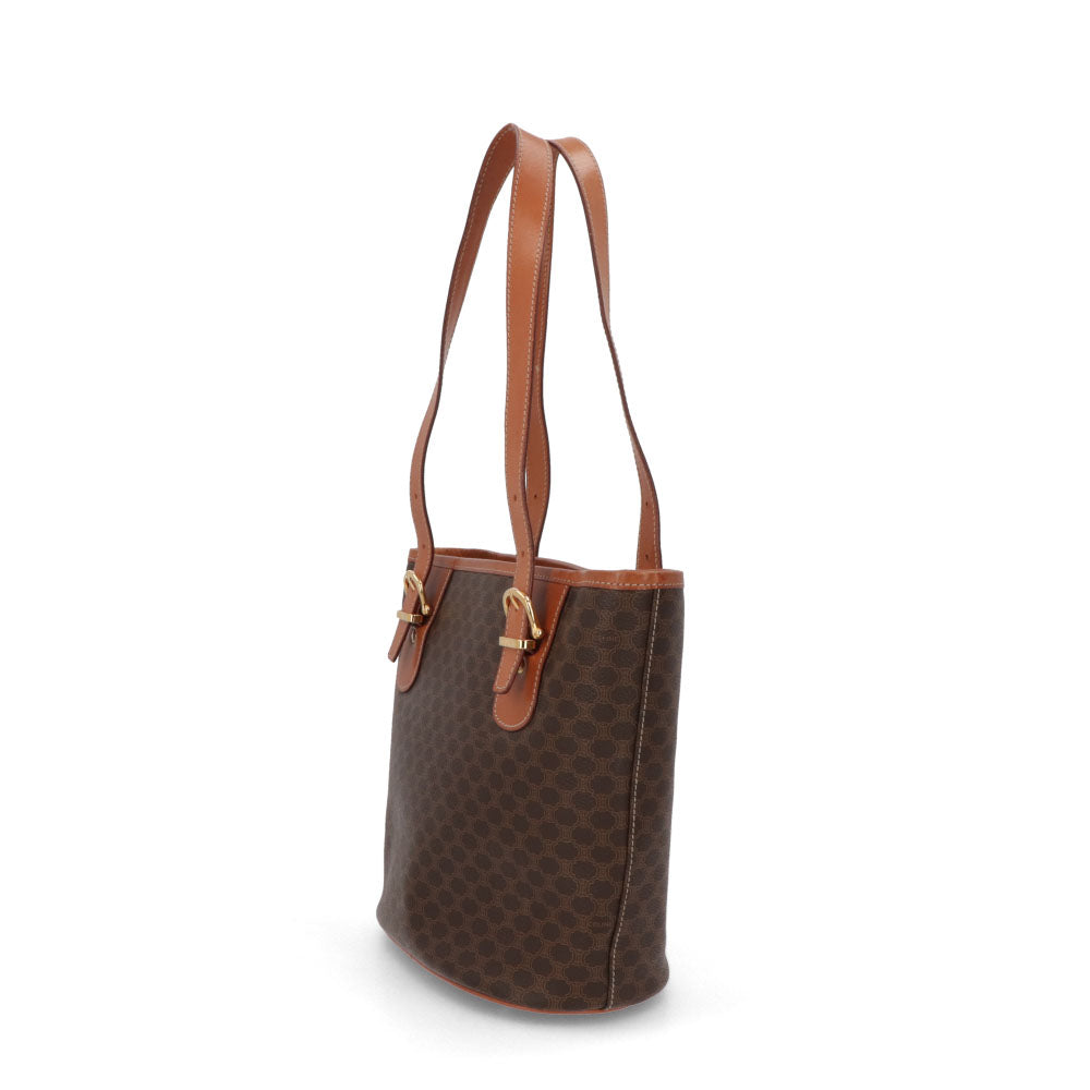 【中古/Bランク】 CELINE セリーヌ レディース バッグ ハンドバッグ マカダム ブラウン系 PVCレザー シリアルあり ヴィンテージ MC97/2