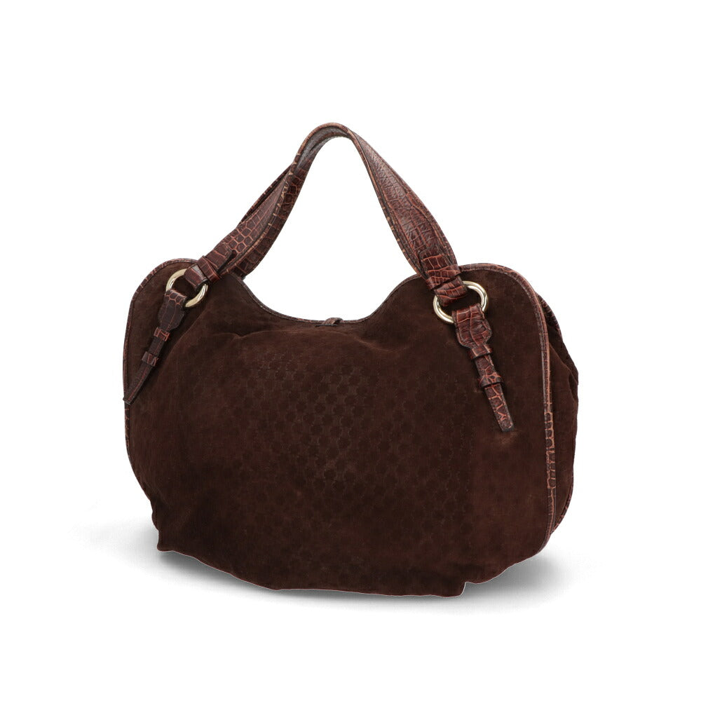 【中古/ABランク】CELINE セリーヌ レディース トートバッグ ビタースウィート ブラウン系 スウェード シリアルあり 総柄 トリオンフ