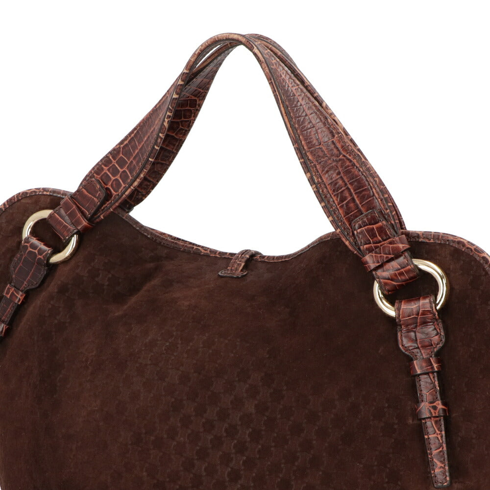 【中古/ABランク】CELINE セリーヌ レディース トートバッグ ビタースウィート ブラウン系 スウェード シリアルあり 総柄 トリオンフ