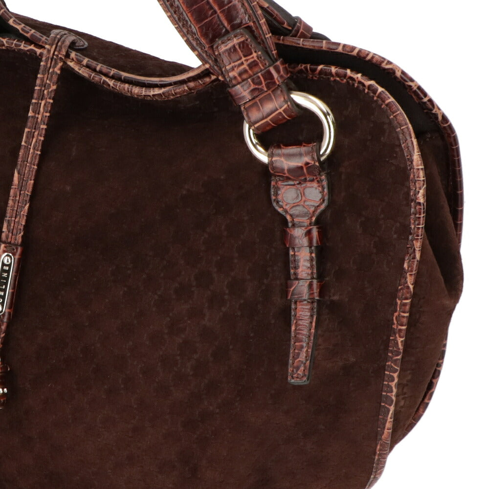 【中古/ABランク】CELINE セリーヌ レディース トートバッグ ビタースウィート ブラウン系 スウェード シリアルあり 総柄 トリオンフ