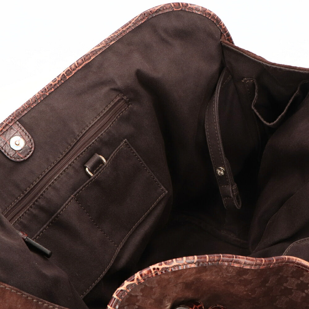 【中古/ABランク】CELINE セリーヌ レディース トートバッグ ビタースウィート ブラウン系 スウェード シリアルあり 総柄 トリオンフ