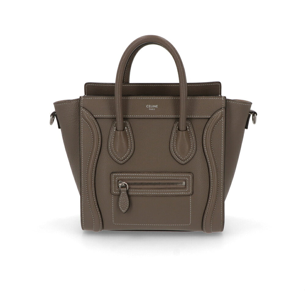 【中古/ABランク】 CELINE セリーヌ レディース バッグ ショルダーバッグ ラゲージナノ グレージュ カーフスキン シリアルあり ハンドバッグ 18924