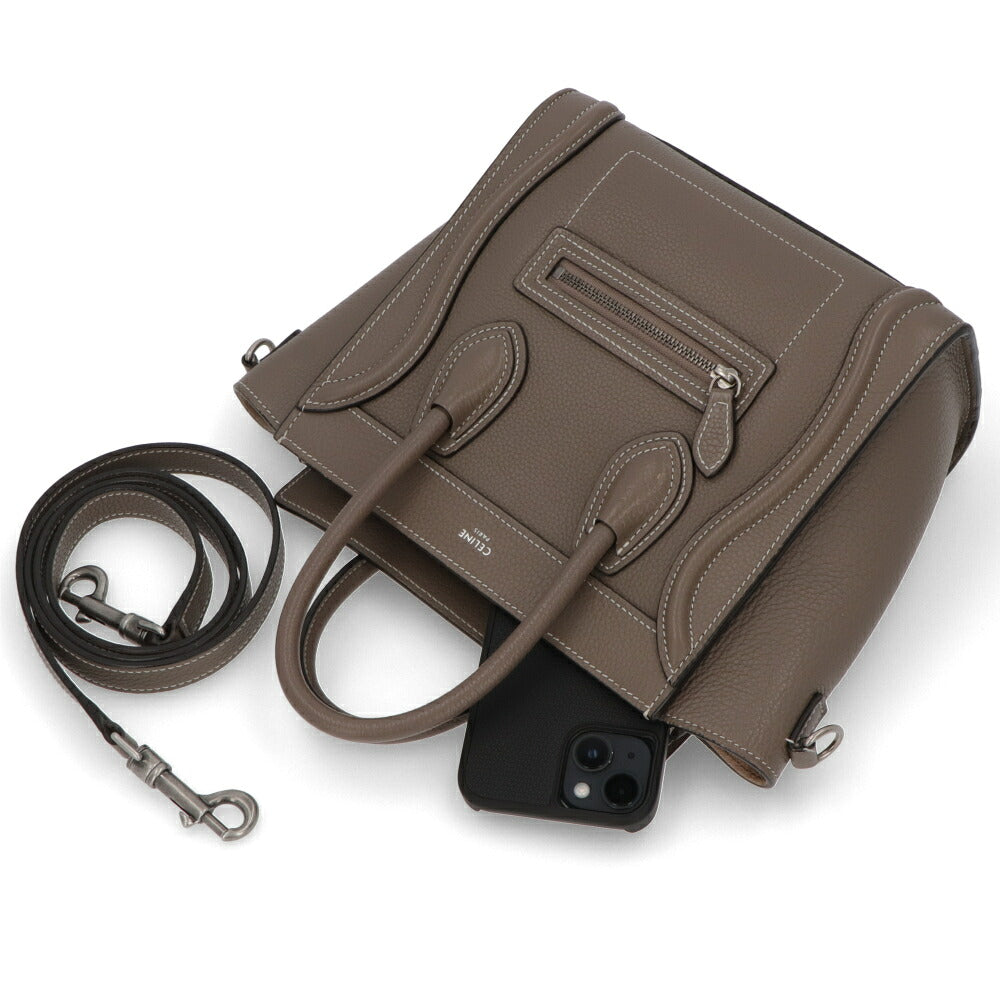 【中古/ABランク】 CELINE セリーヌ レディース バッグ ショルダーバッグ ラゲージナノ グレージュ カーフスキン シリアルあり ハンドバッグ 18924