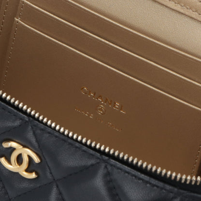 CHANEL バニティケース マトラッセ ブラック ラムスキン