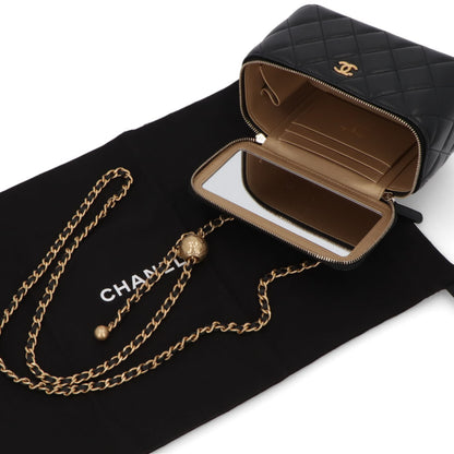 CHANEL バニティケース マトラッセ ブラック ラムスキン