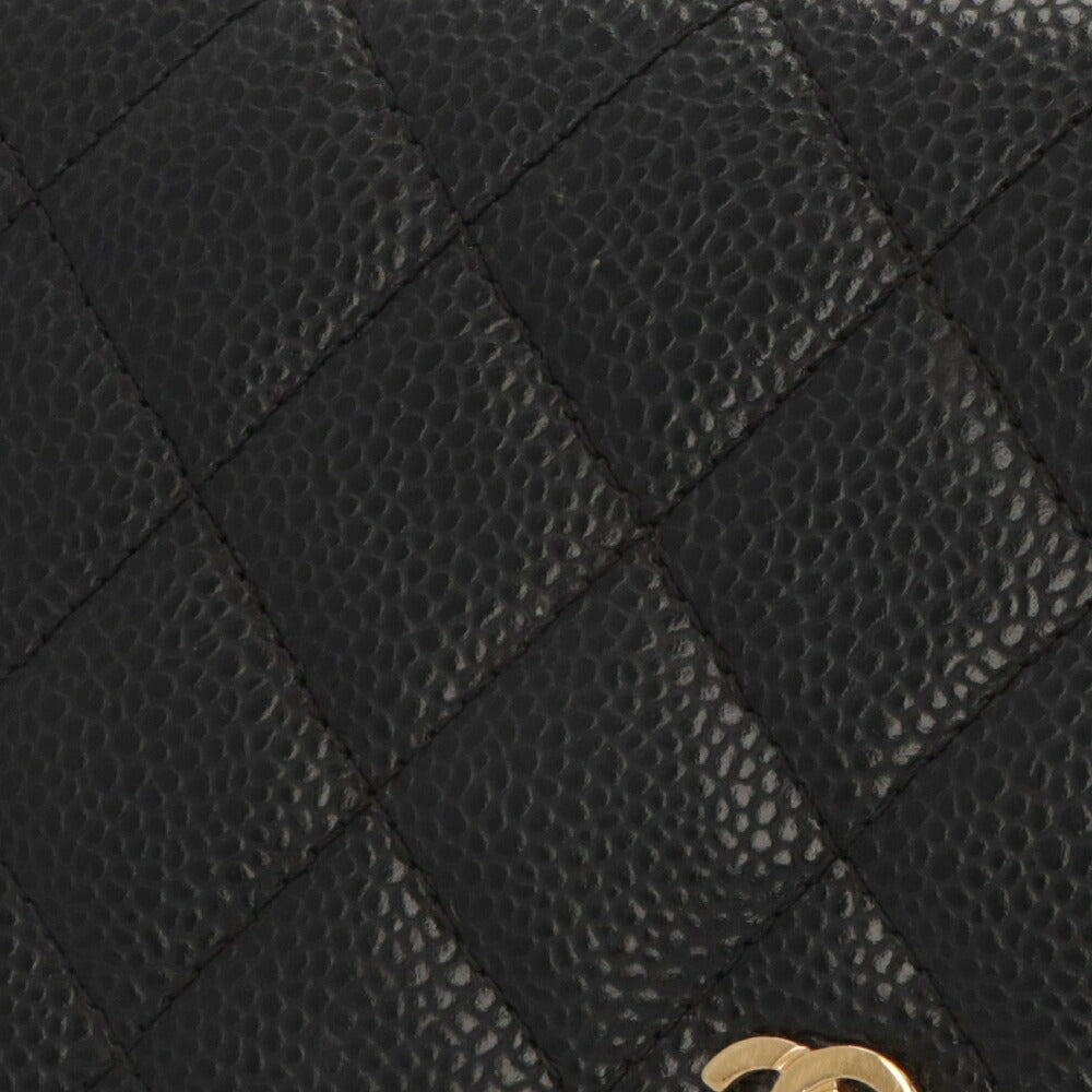 【中古/Aランク】CHANEL シャネル レディース 長財布 タイムレスクラシック ブラック キャビアスキン シリアルあり チェーンウォレット 二つ折り 33814