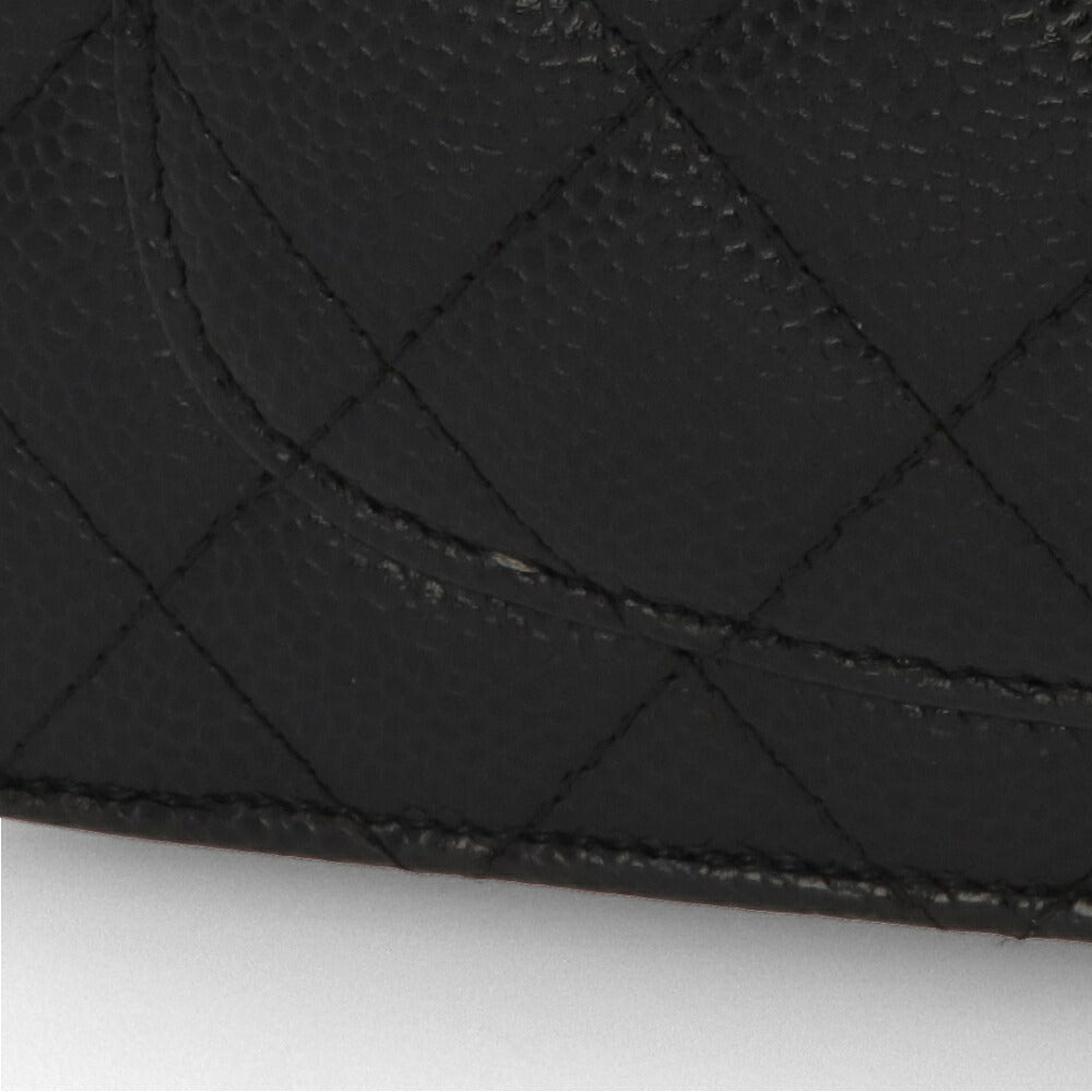 【中古/Aランク】CHANEL シャネル レディース 長財布 タイムレスクラシック ブラック キャビアスキン シリアルあり チェーンウォレット 二つ折り 33814