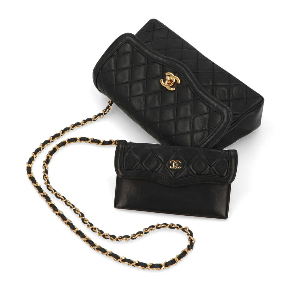 【中古/ABランク】CHANEL シャネル レディース ショルダーバッグ マトラッセ ブラック ラムスキン シリアルあり ヴィンテージ チェーンバッグ