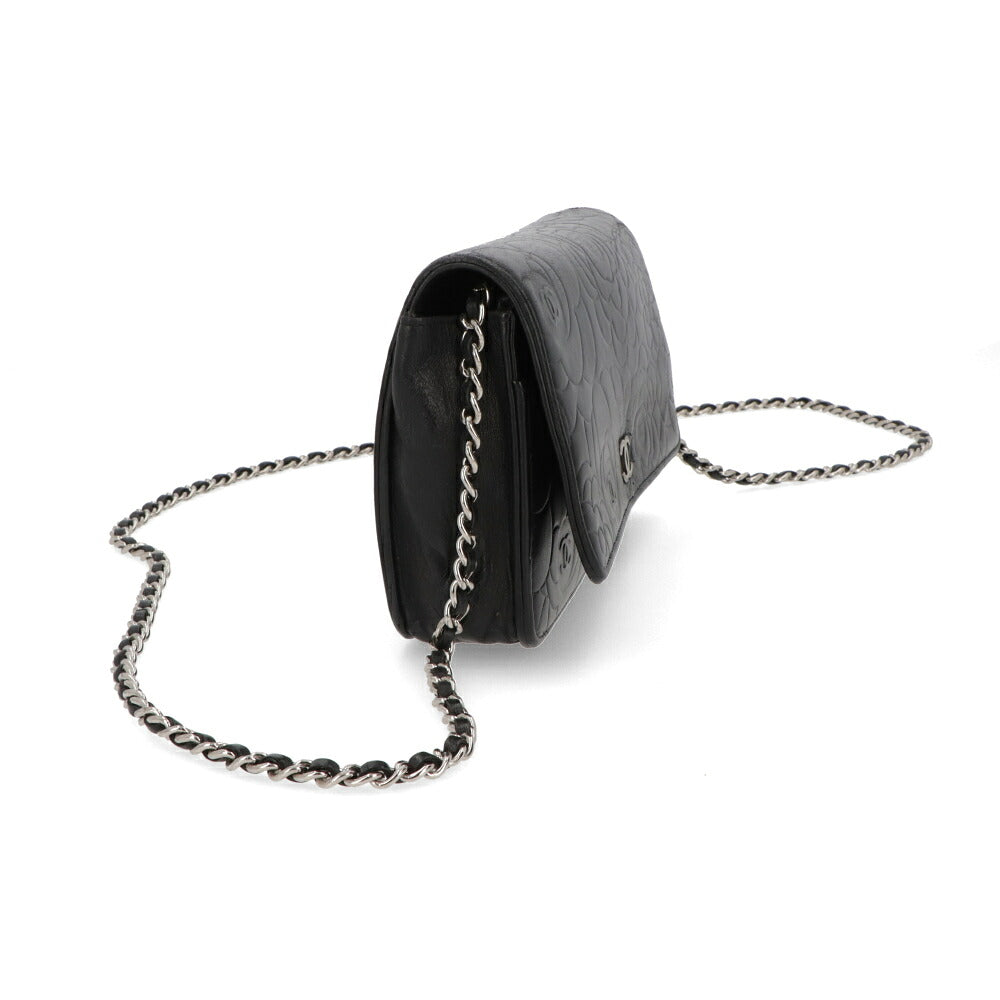 【中古/Bランク】 CHANEL シャネル レディース 財布 長財布 カメリアチェーンウォレット ブラック キャビアスキン シリアルあり ヴィンテージ チェーンウォレット 二つ折り長財布 A47421