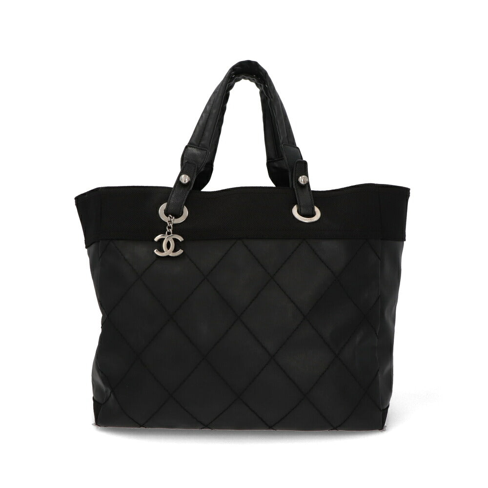 【中古/Aランク】 CHANEL シャネル レディース バッグ トートバッグ パリビアリッツトートMM ブラック コーティングキャンバス ココマーク キルティング