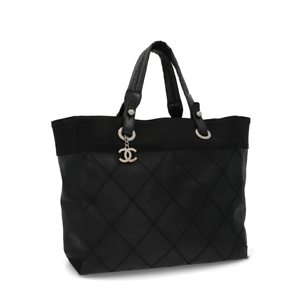 【中古/Aランク】 CHANEL シャネル レディース バッグ トートバッグ パリビアリッツトートMM ブラック コーティングキャンバス ココマーク キルティング