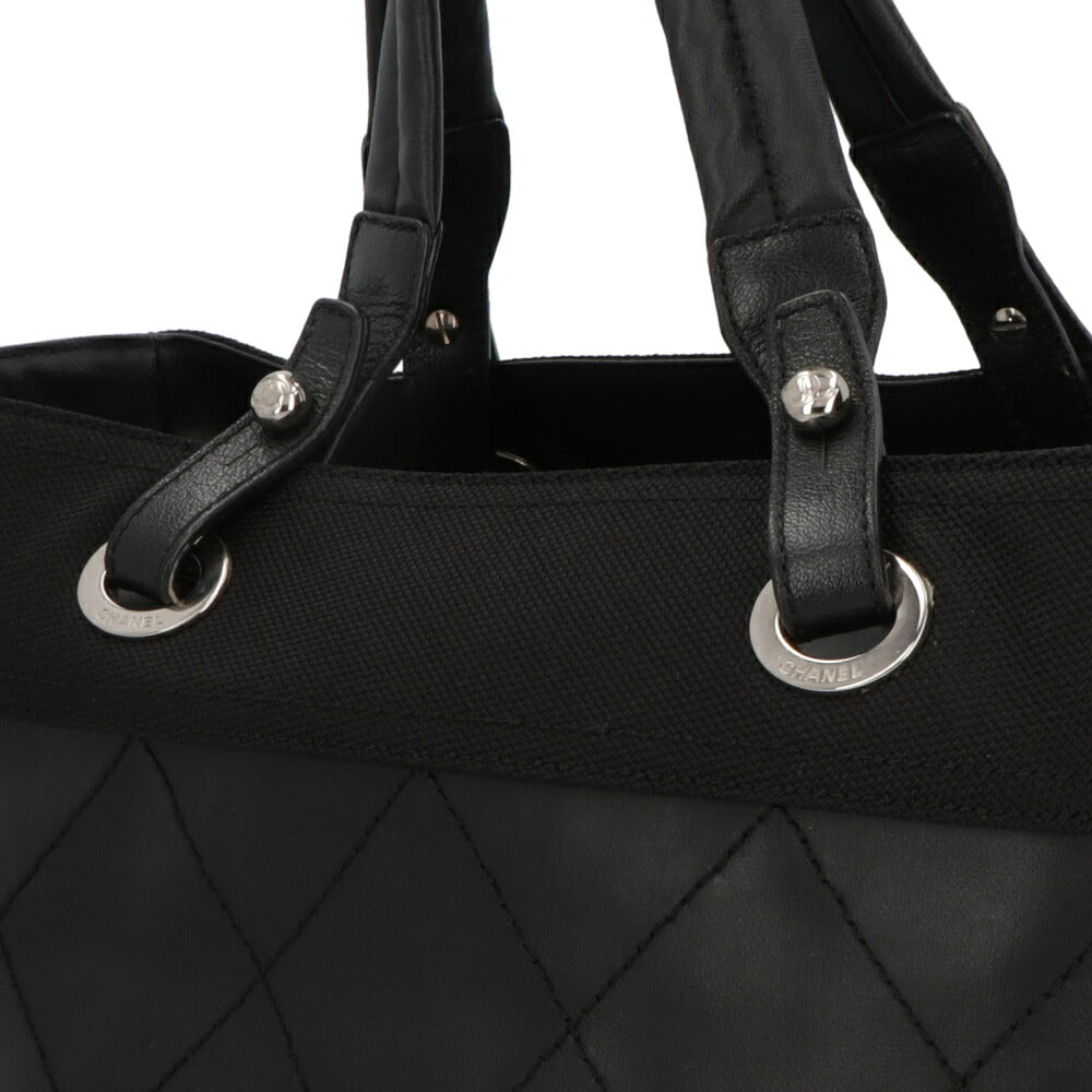 【中古/Aランク】 CHANEL シャネル レディース バッグ トートバッグ パリビアリッツトートMM ブラック コーティングキャンバス ココマーク キルティング