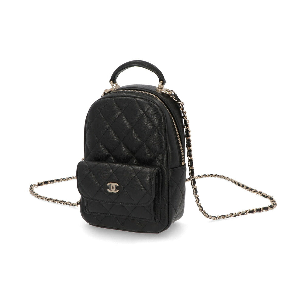 【中古/Aランク】 CHANEL シャネル レディース バッグ ショルダーバッグ ブラック キャビアスキン 中古 ヴィンテージ シリアルあり ミニバックパック クロスボディバッグ AP3753