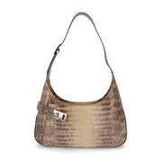【中古/Aランク】FERRAGAMO フェラガモ レディース ショルダーバッグ ブラウン系 レザー シリアルあり ヴィンテージ 型押し